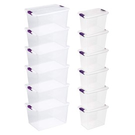 Sterilite 66 Quart Clear Storage Container Box (6 Pack) and 27 Quart Storage Tote (6 Pack)