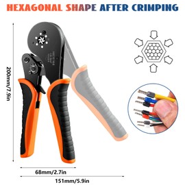 Idota Crimping Pliers Wire End Ferrules 0.08-16 mm², Wire End Ferrules Pliers Hexagonal Crimping Pliers for Insulated Uninsulated Crimping Connectors
