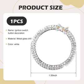 Merdege Ignition Switch Button Decorative Ring, Bling Bow Design Metal One-Point Start Switch Ring, Universal for Most Cars (White)