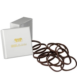 HAARallerliebst Hair Bobbles Wide with Rubber Grip (Pack of 12, Brown, 4.5 cm) for More Hold, Includes Box for Storage (Box Colour: White)