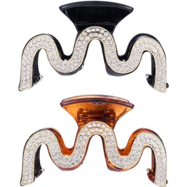 Crystal Hair Claw Clips for Women, Large Rhinestone Plastic Jaw Clip Vintage Acrylic Elegant Luxury Claw Clip with Strong Hold for Thin Thick Hair Fashion Wedding Party Accessories（2 Pack)