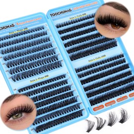 TOOCHUNAG Fluffy Lash Clusters 520pcs Individual Lashes Cluster Eyelash Extensions Wispy DIY Eye Lash Extension Thick Volume Curly Eyelash Clusters(8-18mm,4 Styles)