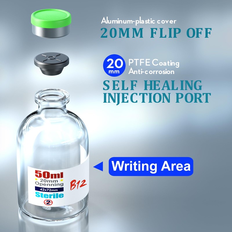 Ks-Tek Sterile Empty Vials with Self Healing Injection Port,with Flip