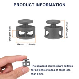 sourcing map 20pcs Plastic Cord Locks Double Hole Spring Toggle Stopper Clip Elastic Clasp Lock Fastener for Drawstring, Paracord, Bags, Clothing, Gloves String Lock Replacement, Gray