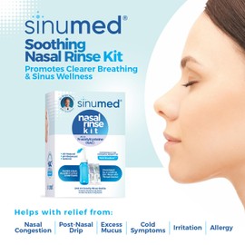 SinuMed Nasal Rinse Kit, Sinus Cleansing System, 30PK Nasal Rinse Packets with NAC and Saline, Gravity Rinse Bottle, Alternative to Neti Pot