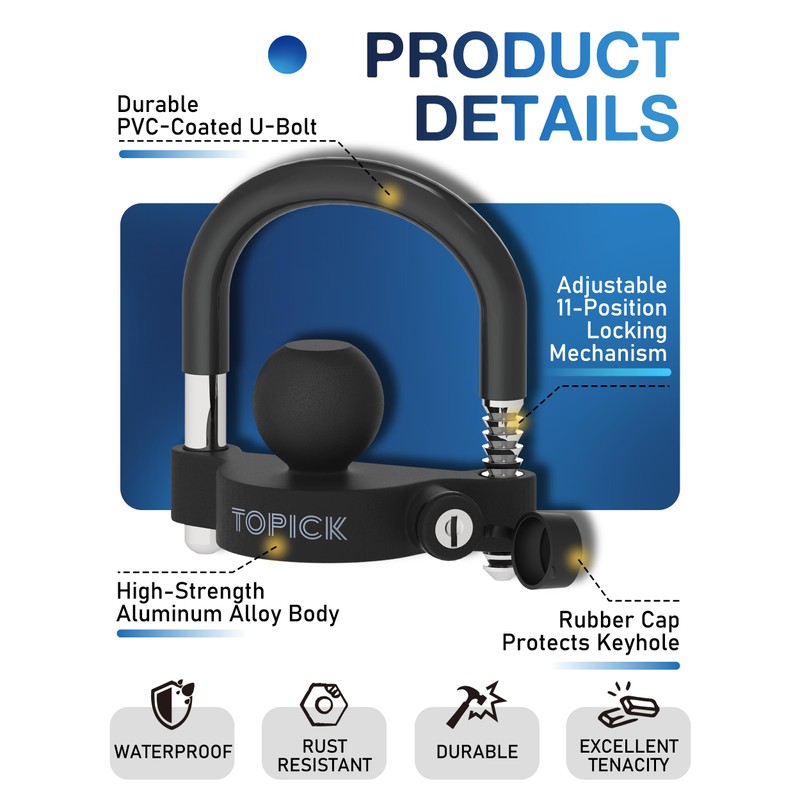 TOPICK Keyed Alike Trailer Coupler Lock Set, Trailer Lock Kit