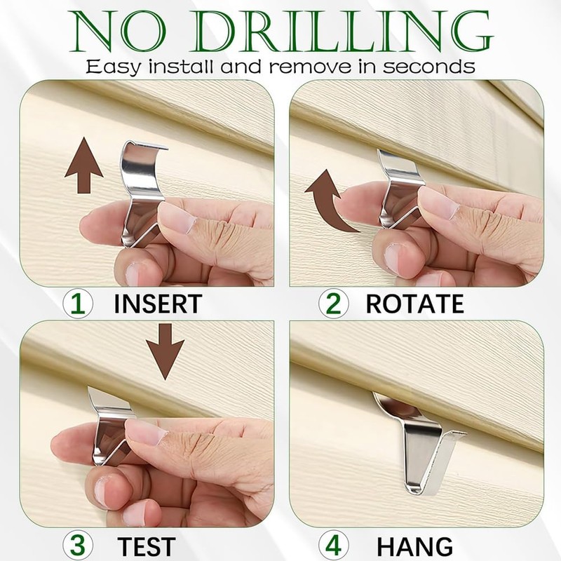 Byttlerom Vinyl-Siding Hooks for Hanging Outdoor, Upgrade Heavy Duty Hooks