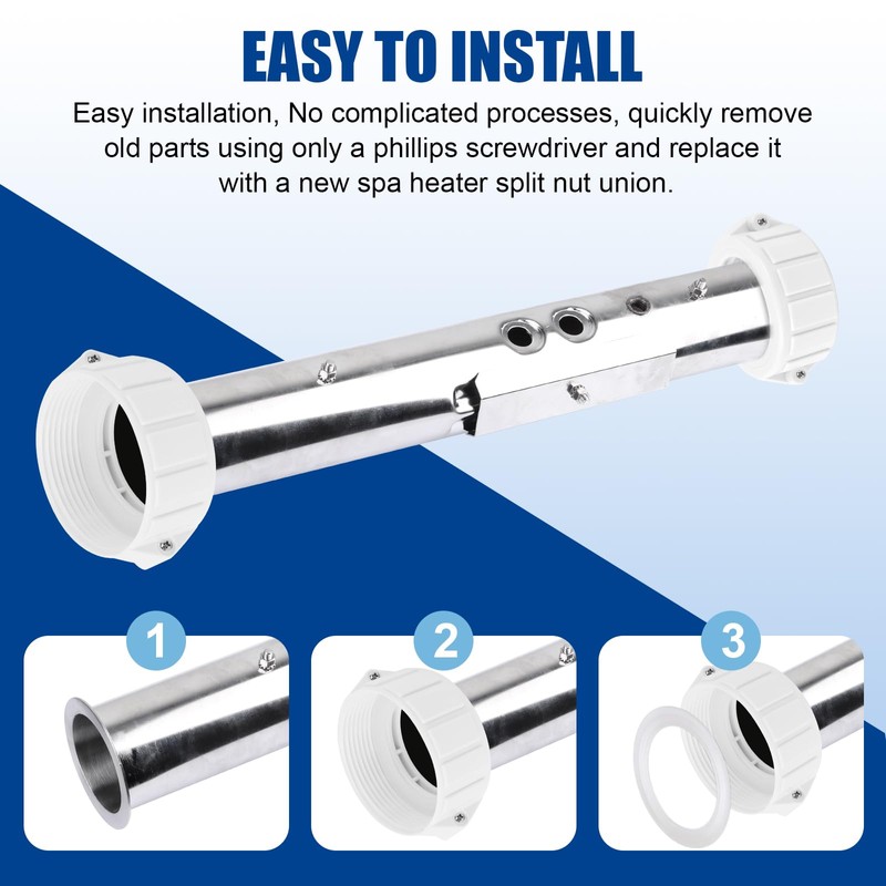 2" Spa Hot Tub Heater Split Nut Unions with Screw