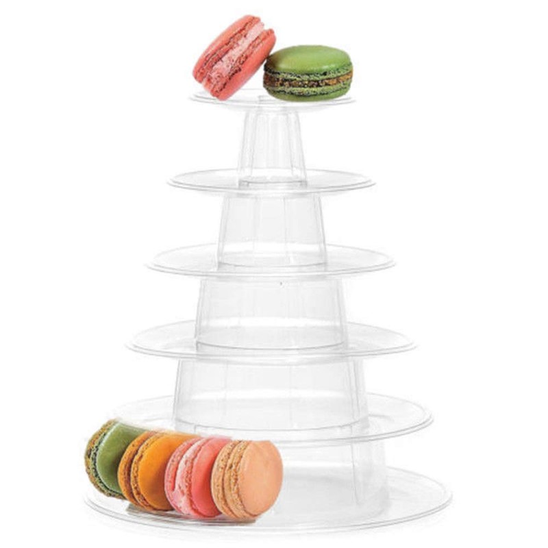 6 Tier Round Macaron Tower Cupcake Stand ，Clear Acrylic Display