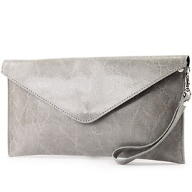modamoda de - ital. Leather bag Clutch underarm bag Evening bag Wrist bag Wrist bag Smooth leather T106G, Color:Beige gray