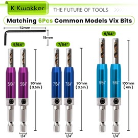 K Kwokker Upgraded Self Centering Drill Bit Set 1/4" Hex Shank VIX Bit, 5/64" 7/64" 9/64" Center Drill Bit Set Colorful Hinge Drill Bit Set for Metal Wood Cabinet Door Window Aluminum Stainless Steel