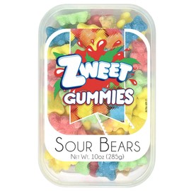 Zweet Sour Gummy Bears Candy 10 Ounce – Sour Kosher Candy, Halal Candy – Resealable Pack of Sour Gummy Candy