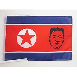 AZ FLAG - North Korea with Kim Jong-un Flag 18'' x 12'' cords - Korean Small flags 30 x 45cm - Banner 18x12 in - Drapeau Corée du Nord avec Kim Jong-un