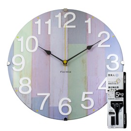 Formia HIC-001BU Wall Clock, Interior Wall Clock, Design, Silent, Continuous Second Hand, Wooden, Analog, Hodogaya Electronics Sales, Blue, Wall Hanging Hook, Stapler, Set