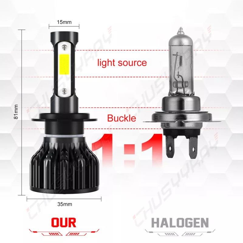 CHUSYYRAY 2PC H7 LED Headlight Bulbs For Yamaha YZF-R6 2003-15