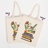 OUZ Aesthetic Floral Books Tote Bag, Flower Canvas Tote Bag