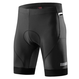 Aomiun Cycling Shorts Men, 4D Bike Shorts Padded UPF 50+ Sun Protection Breathable and Absorbent for Cycling Black