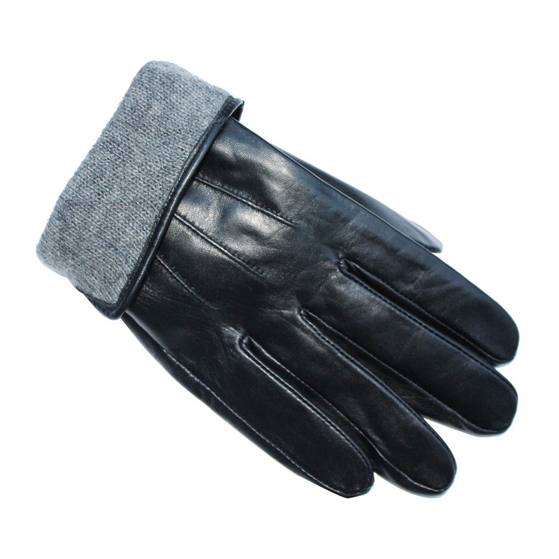 Jasmine Silk Ladies Luxury Black Plain Leather Cashmere Lined Gloves