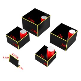 Metal Buffet Risers,4PCS Food Risers for Buffet Table 5in to 8in Display Stand with Mini Acrylic Signs for Catering Dessert Collectibles Jewelry Figures Show Matte Black Cube Boxes Nesting Risers with Hollow Bottoms