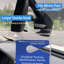 lofrcin 2 PCS Handicap Placard Holder for Auto, Ultra Transparent Handicapped Placard Holder, Handicap Parking Sign Holder With Large Hanger