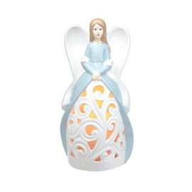 QVC Ceramic Angel Luminary with Battery Operated Flameless Candle and Timer