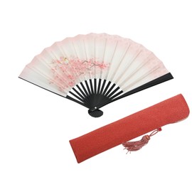 Hasegawa Women's Kyo Fan, Fan Bag Included, Gift Box Included, mejiro and cherry blossom