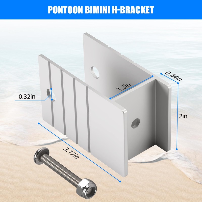 Extra Tall Pontoon Bimini H-Bracket for Pontoon Boats 1-1/4" Square