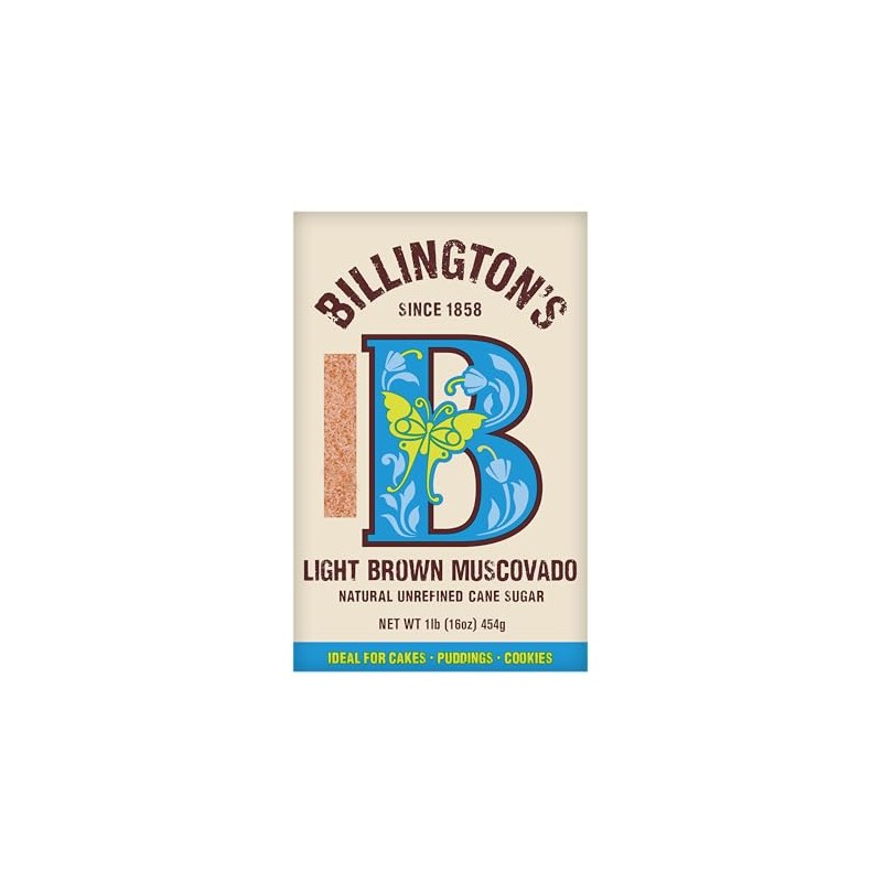 Billington's Natural Light Brown Muscovado Sugar, 1 LB (Pack of
