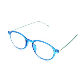 ColorViper Flexible Memory Frame reader Unisex lightweight Reading Glasses (Round transparent shiny blue, 3.00)