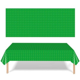 POPOYU 2Pcs Party Tablecloth,Green Building Blocks Table Cloth,137x274cm Building Blocks Themed Table Cover for Kids,Table Decorations for Boys Girls Birthday Party Supplies