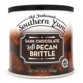 Southern Yum Dark Chocolate Pecan Brittle, Soft, Buttery Brittle, Gluten Free, Made in Small Batches (Dark Chocolate Brittle)