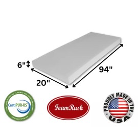 FoamRush 20" x 94" High Density Upholstery Foam Seat Cushion Replacement USA - 6" x 20" x 94" High Density
