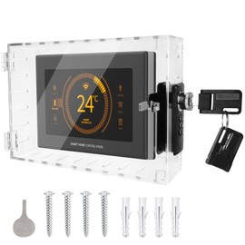 Universal Thermostat Lock Box with Combination and Key Lock, Clear Thermostat Cover Guard On Wall, AC Control Lock Box Cover Air Conditioner Lockbox Fits Thermostats 6.88" H x 4.25" W or Smaller