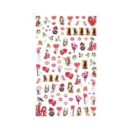 Generic Heart Love Nail Sticker Arrow Valentine Day Love Lock Key Red Lips F630 Nail Wraps Art Stickers Manicure Supplies for Women for Home Nails Full Long Lasting Easy Apply and Remove