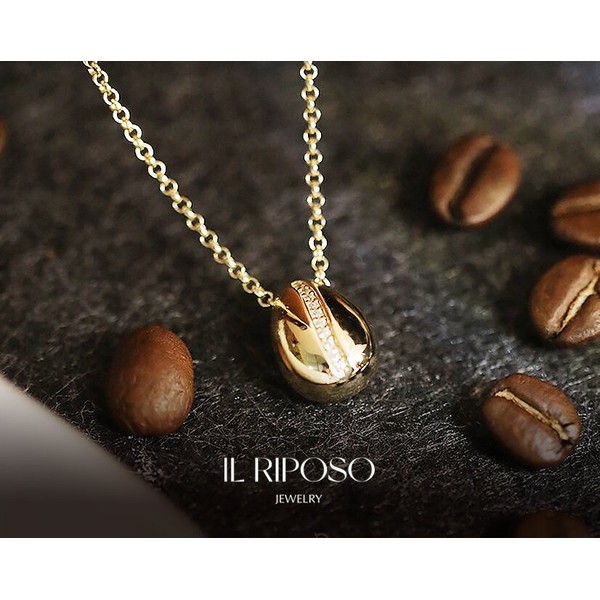 MANU Coffee Bean Gold Necklace • Gold Necklace In Sterling Silver • Gold Necklace For Her • Gold Necklace For Bridesmaid Gifts - N3010