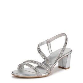Naturalizer Women's Vanessa3 Heeled Sandal Silver Satin 8.5 M
