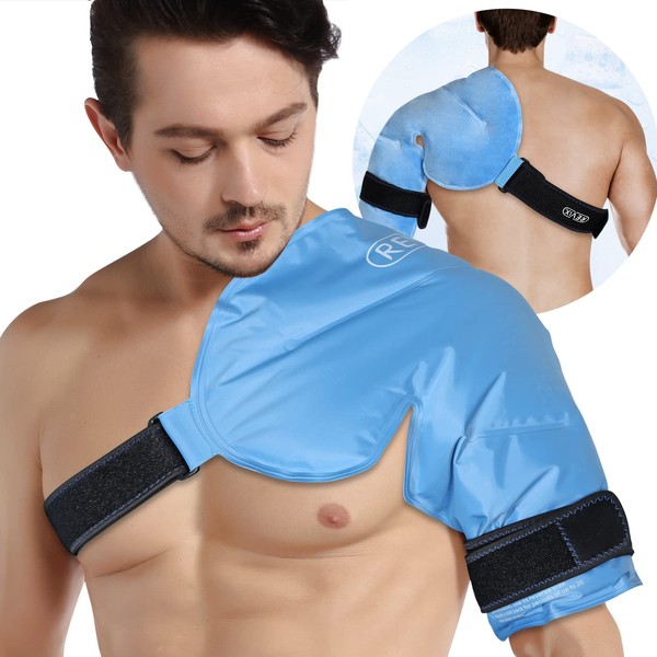 REVIX XL Shoulder Ice Pack for Rotator Cuff Reusable Gel Cold Wrap for Shoulders Injuries and Surgery, Soft Plush Lining, Flexible and Long Lasting