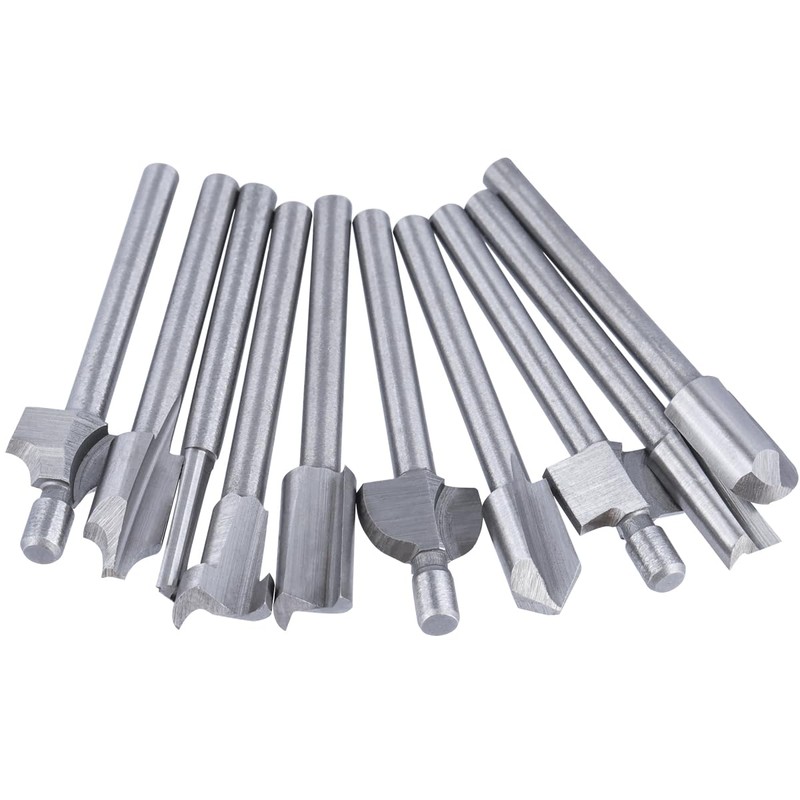 Wolfride 10Pcs HSS Router Bits, Carbide Engraving Bit Set with