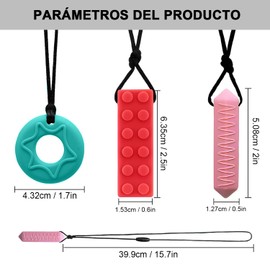 NCOIIBF 6 Pcs Collar Mordedor Sensorial, Collares Sensoriales Masticables, Estimulación Oral Motora, Collar Masticable de Ansiedad para Autismo, TDAH Y Necesidades de Masticación de Motor Oral (A)