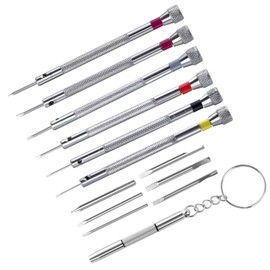 GOLD DEER 6 PCS Precision Screwdriver Set Ultra Precision Watch Driver Jeweler Watch Driver Set 0.8-1.6 with 6 Extra Replacement Blades Eyeglass Screwdriver Set Millimeter Watch Repair Jewelry