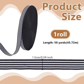 FINGERINSPIRE 45.7 m Black White Striped Ribbon 15 mm Wide Grosgrain Ribbon Polyester Fabric Ribbons for DIY Crafts Gift Wrapping Embellishments Christmas Parties Holiday Decoration