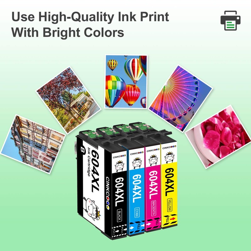 CINKCOCO 604XL 604 Printer Cartridges Multipack Compatible with Epson 604