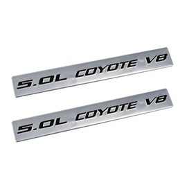 2011-2020 Mustang GT F150 5.0 Coyote V8 Emblems Silver and Black Pair