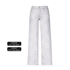 ONESO Mid-low Rise Baggy Jeans Stretchy Wide Leg for Women Distressed Pants Light Blue/Dark Blue Womenswear Bottom 8001 Lady Basic Minimalist Comfortable Denim Tummy Control Curve Hugging Plus Size Regular Size BBL:_LEOPARD PRINT_31