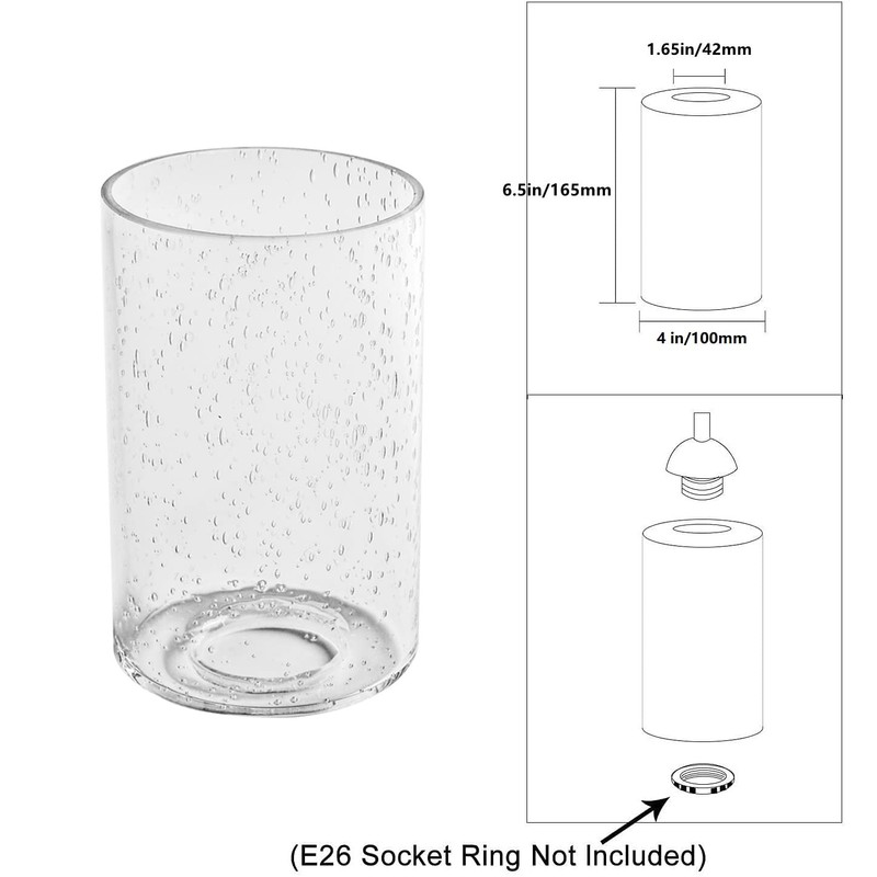 Seeded Glass Shade, 2 pack, Bubble Seeded Glass Lamp Shade