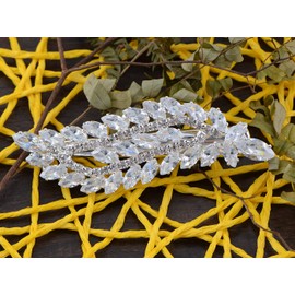 Alilang Silver Tone Zircon Czech Crystal Rhinestone Elegant Bridal Hair Clip Pin