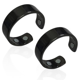 EIH1 Pack of 2 Copper Magnetic Rings for Women and Men, Magnetic Ring, black