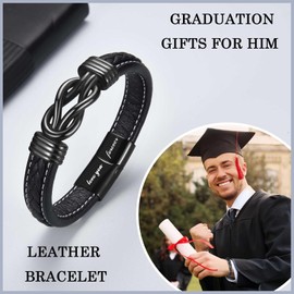 EYQV Graduation Gifts for Him, Leather Bracelet Graduation Gifts for Son Grandson Brother, Unique Graduation Presents for Graduates, Congratulations Gifts for Him