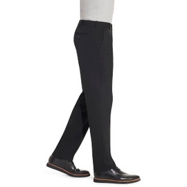 Van Heusen Men's Wrinkle Free Stretch Flat Front Dress Pant, Black, 38W x 30L