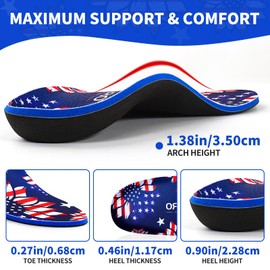 Arch Support Inserts for Men & Women, Robust Arch Support Shoe Insoles, Flat Feet Insoles, Built-in Arch Support Plate, Deep Heel Cup & Heel Cushioning Foam, Offering Enhanced Stability, Comfort Insoles for Daily Wear, Standing All Day, Sports (Men's US 